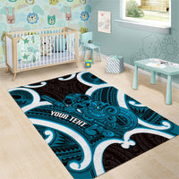 Kikorangi Aotearoa Atua Tumatauenga Personalised Area Rug Maori God Of War Tiki With Taiaha LT14 - Polynesian Pride