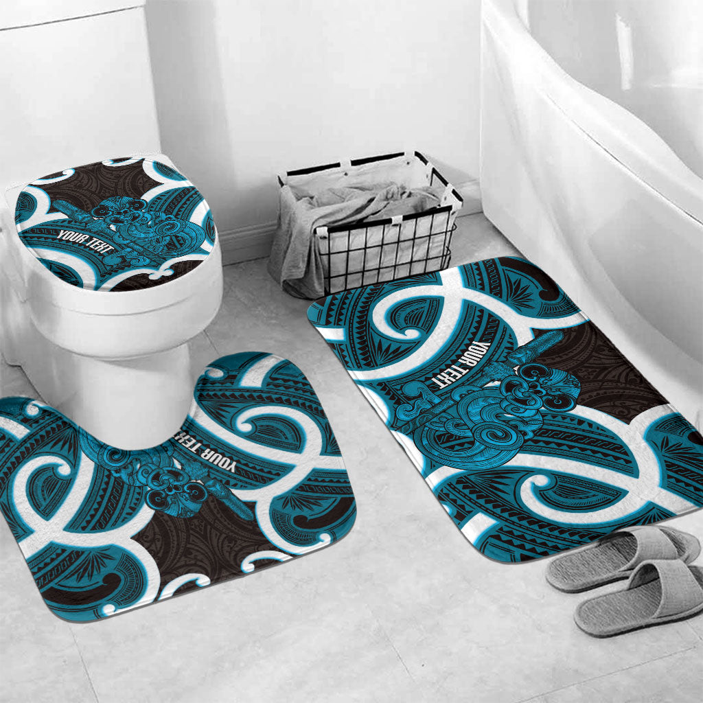 Kikorangi Aotearoa Atua Tumatauenga Personalised Bathroom Set Maori God Of War Tiki With Taiaha LT14 Mat Set Only (3 pcs) One Size Blue - Polynesian Pride