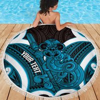 Kikorangi Aotearoa Atua Tumatauenga Personalised Beach Blanket Maori God Of War Tiki With Taiaha LT14 - Polynesian Pride