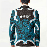 Kikorangi Aotearoa Atua Tumatauenga Personalised Blazer Maori God Of War Tiki With Taiaha LT14 - Polynesian Pride