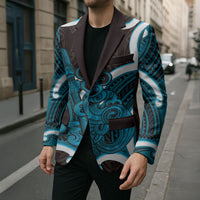 Kikorangi Aotearoa Atua Tumatauenga Personalised Blazer Maori God Of War Tiki With Taiaha LT14 - Polynesian Pride