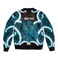 Kikorangi Aotearoa Atua Tumatauenga Personalised Bomber Jacket Maori God Of War Tiki With Taiaha LT14 - Polynesian Pride