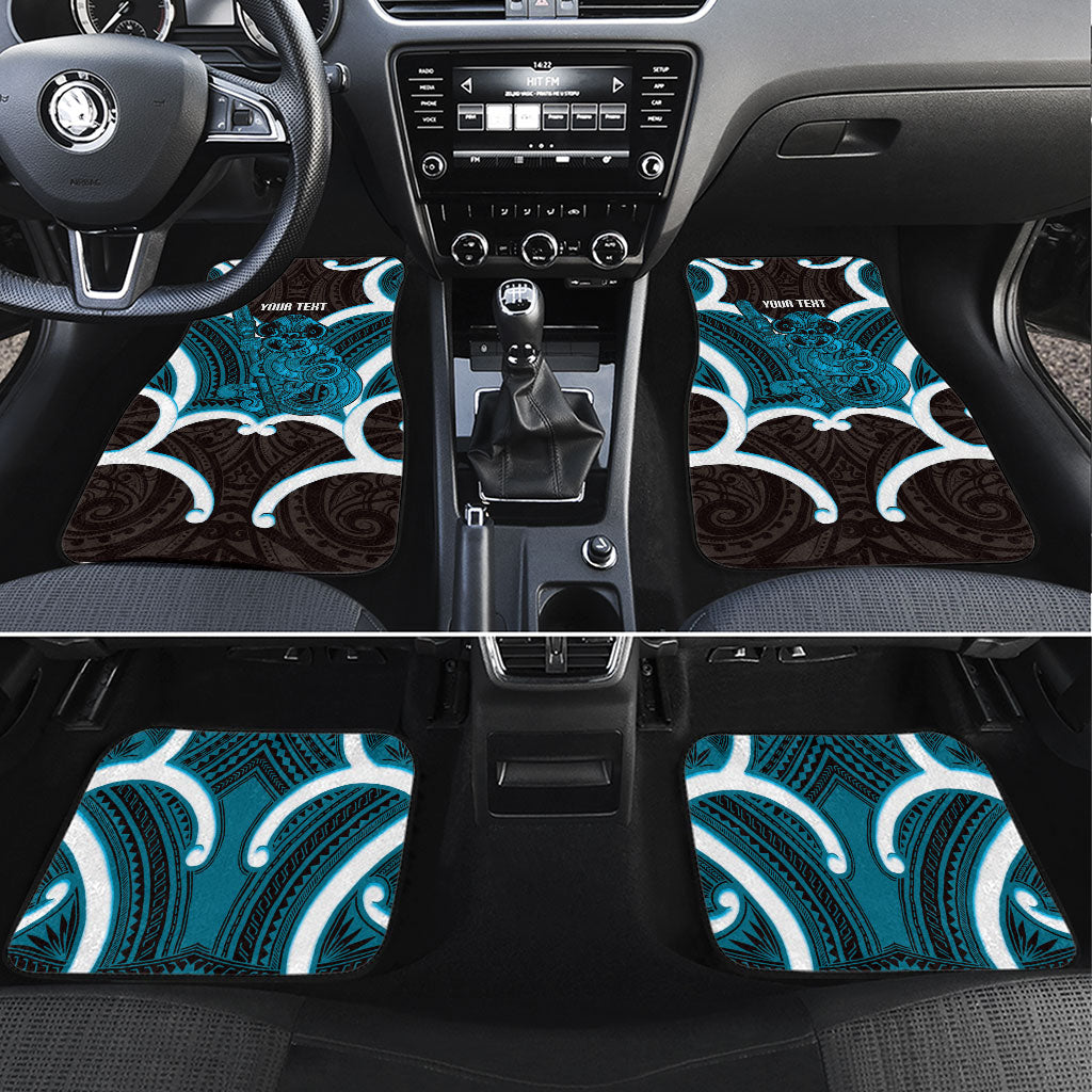 Kikorangi Aotearoa Atua Tumatauenga Personalised Car Mats Maori God Of War Tiki With Taiaha LT14 Set 4pcs Blue - Polynesian Pride