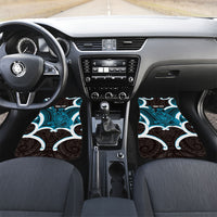 Kikorangi Aotearoa Atua Tumatauenga Personalised Car Mats Maori God Of War Tiki With Taiaha LT14 Set 2pcs - Front Blue - Polynesian Pride
