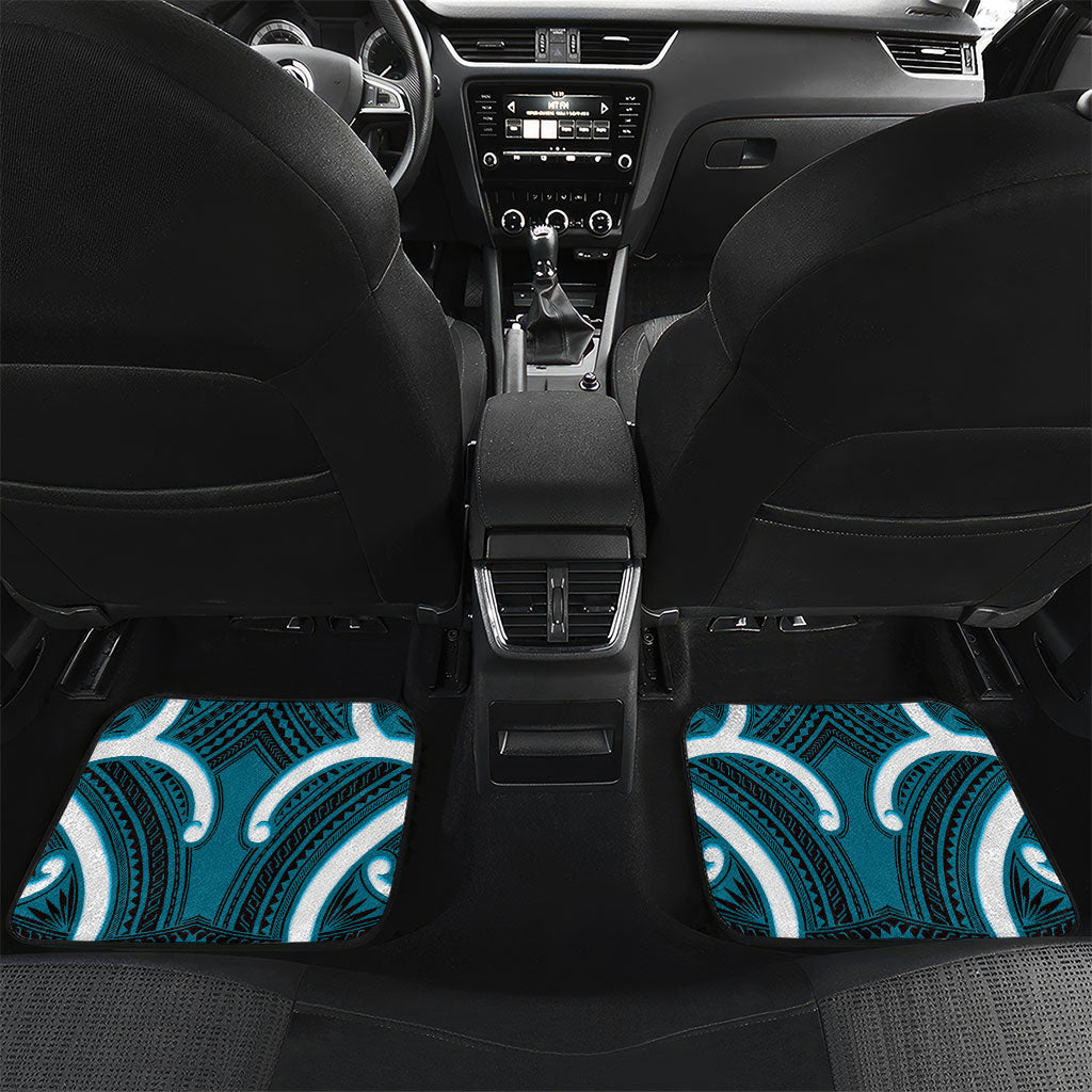Kikorangi Aotearoa Atua Tumatauenga Personalised Car Mats Maori God Of War Tiki With Taiaha LT14 Set 2pcs - Back Blue - Polynesian Pride