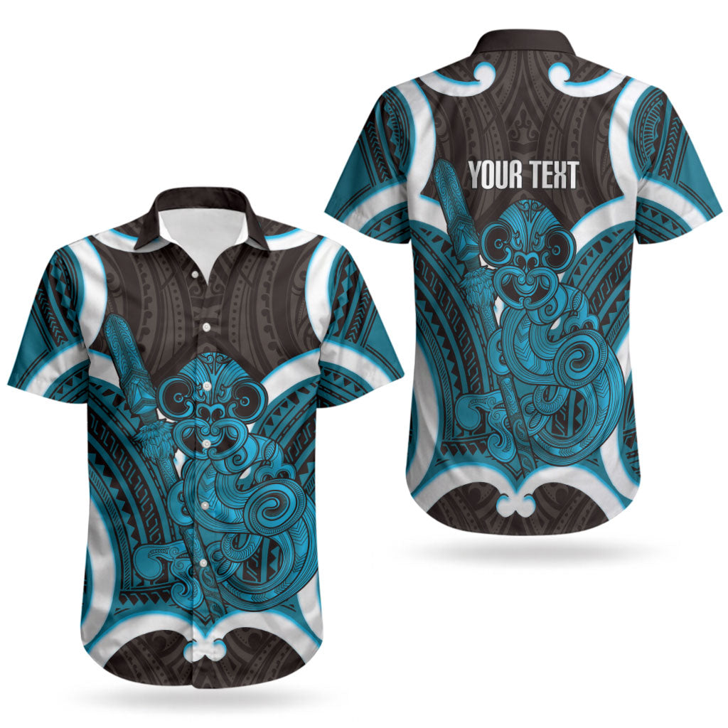 Kikorangi Aotearoa Atua Tumatauenga Personalised Couples Matching Tank Maxi Dress and Hawaiian Shirt Maori God Of War Tiki With Taiaha LT14 - Polynesian Pride