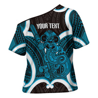 Kikorangi Aotearoa Atua Tumatauenga Personalised Cross Shoulder Shirt Maori God Of War Tiki With Taiaha LT14 - Polynesian Pride