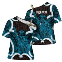Kikorangi Aotearoa Atua Tumatauenga Personalised Cross Shoulder Shirt Maori God Of War Tiki With Taiaha LT14 - Polynesian Pride
