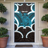 Kikorangi Aotearoa Atua Tumatauenga Personalised Door Cover Maori God Of War Tiki With Taiaha LT14 Blue - Polynesian Pride