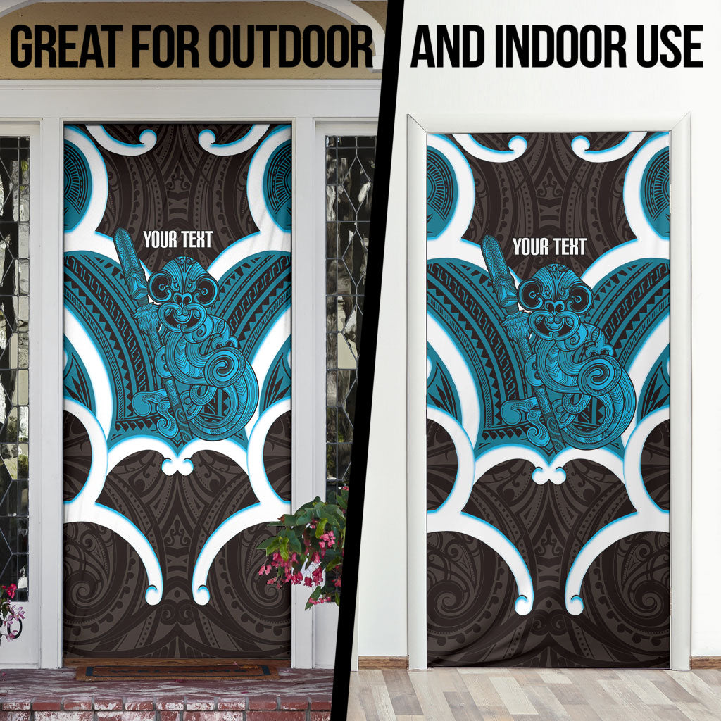Kikorangi Aotearoa Atua Tumatauenga Personalised Door Cover Maori God Of War Tiki With Taiaha LT14 - Polynesian Pride