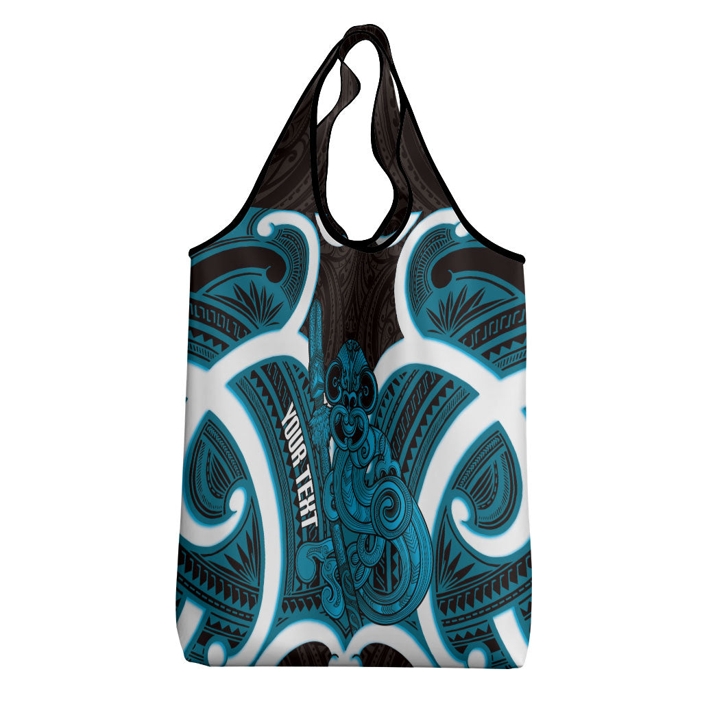 Kikorangi Aotearoa Atua Tumatauenga Personalised Grocery Bag Maori God Of War Tiki With Taiaha LT14 - Polynesian Pride