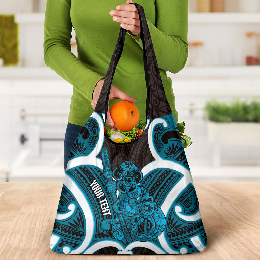 Kikorangi Aotearoa Atua Tumatauenga Personalised Grocery Bag Maori God Of War Tiki With Taiaha LT14 - Polynesian Pride