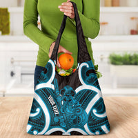 Kikorangi Aotearoa Atua Tumatauenga Personalised Grocery Bag Maori God Of War Tiki With Taiaha LT14 - Polynesian Pride