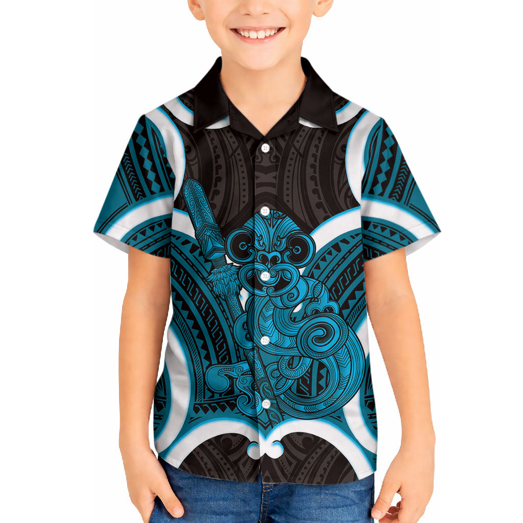 Kikorangi Aotearoa Atua Tumatauenga Personalised Hawaiian Shirt Maori God Of War Tiki With Taiaha LT14 - Polynesian Pride