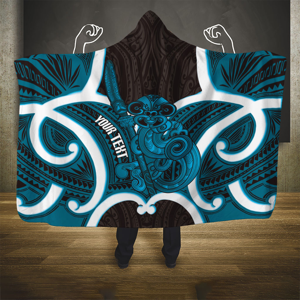 Kikorangi Aotearoa Atua Tumatauenga Personalised Hooded Blanket Maori God Of War Tiki With Taiaha LT14 - Polynesian Pride