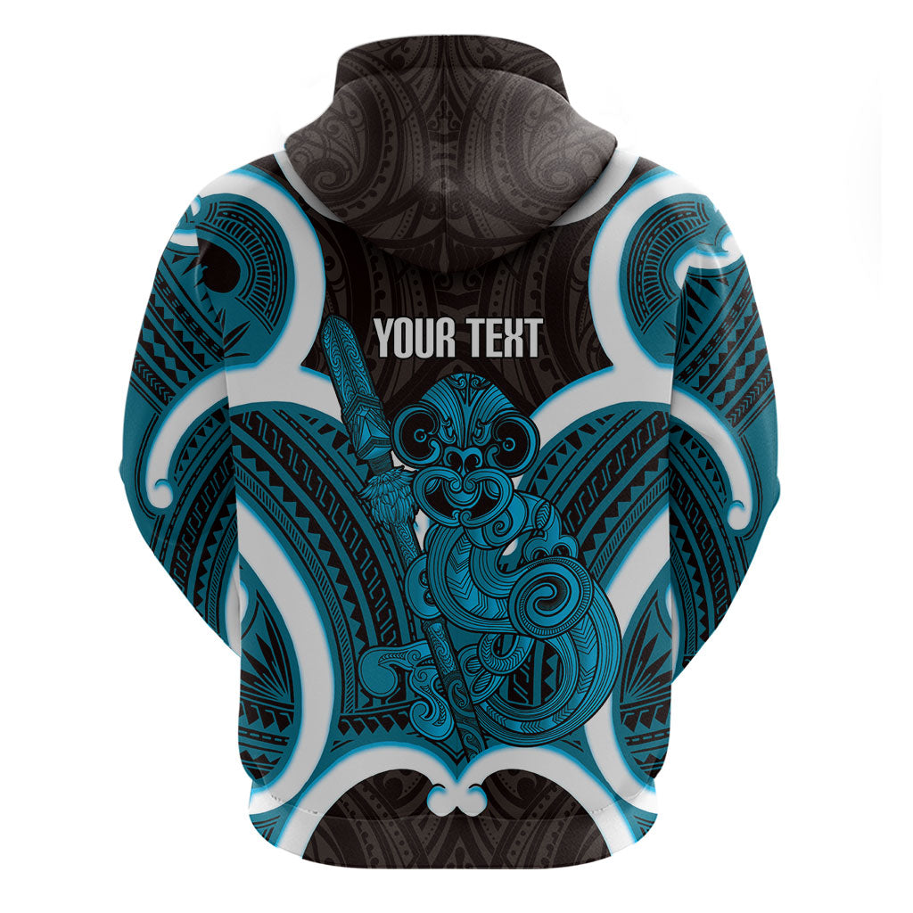 Kikorangi Aotearoa Atua Tumatauenga Personalised Hoodie Maori God Of War Tiki With Taiaha LT14 - Polynesian Pride