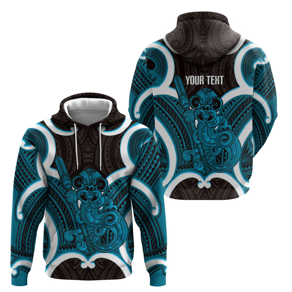 Kikorangi Aotearoa Atua Tumatauenga Personalised Hoodie Maori God Of War Tiki With Taiaha LT14 - Polynesian Pride