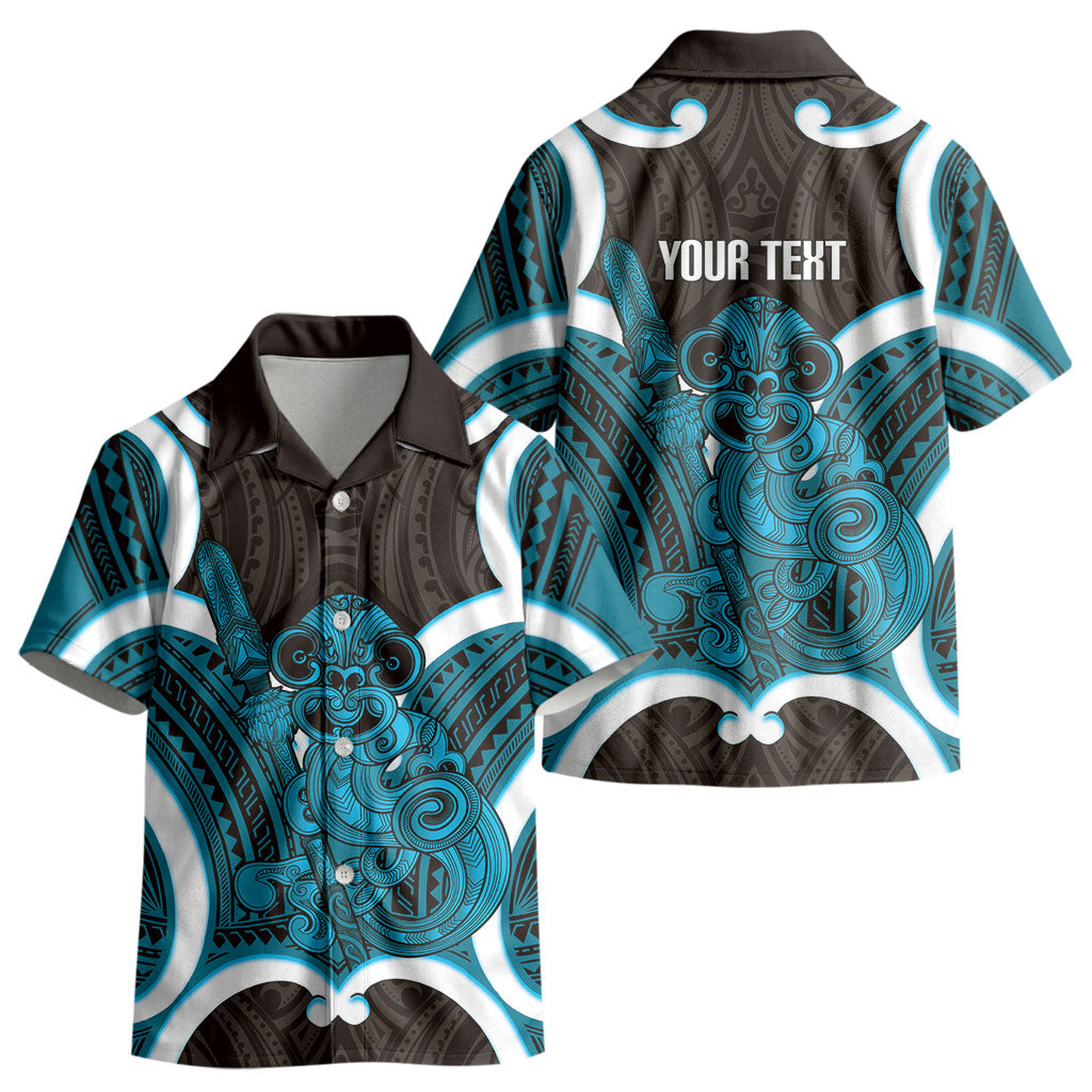 Kikorangi Aotearoa Atua Tumatauenga Personalised Kid Hawaiian Shirt Maori God Of War Tiki With Taiaha LT14 - Polynesian Pride