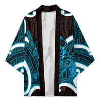 Kikorangi Aotearoa Atua Tumatauenga Personalised Kimono Maori God Of War Tiki With Taiaha LT14 Unisex Blue - Polynesian Pride