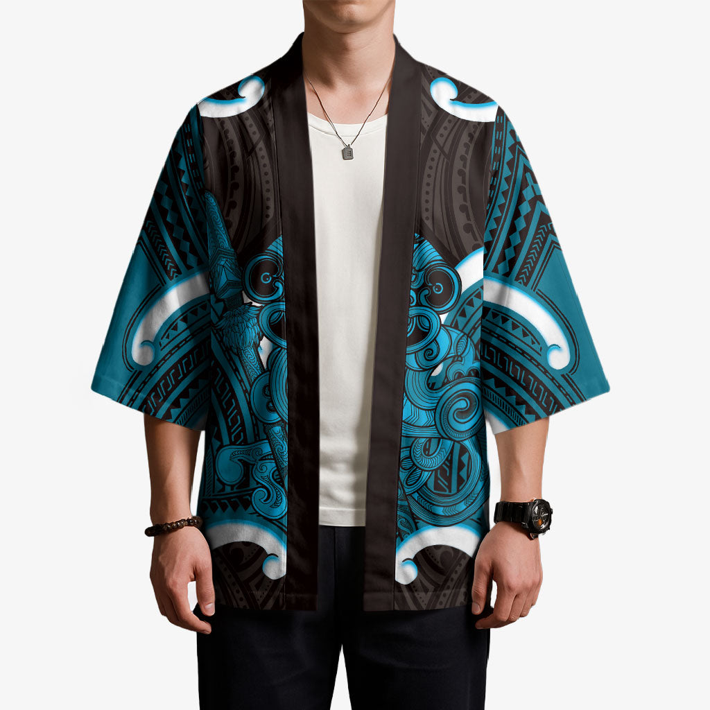 Kikorangi Aotearoa Atua Tumatauenga Personalised Kimono Maori God Of War Tiki With Taiaha LT14 - Polynesian Pride