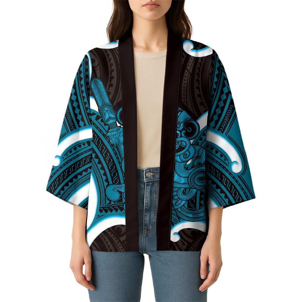 Kikorangi Aotearoa Atua Tumatauenga Personalised Kimono Maori God Of War Tiki With Taiaha LT14 - Polynesian Pride