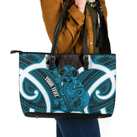 Kikorangi Aotearoa Atua Tumatauenga Personalised Leather Tote Bag Maori God Of War Tiki With Taiaha LT14 - Polynesian Pride