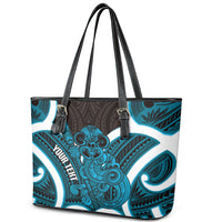 Kikorangi Aotearoa Atua Tumatauenga Personalised Leather Tote Bag Maori God Of War Tiki With Taiaha LT14 - Polynesian Pride