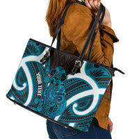 Kikorangi Aotearoa Atua Tumatauenga Personalised Leather Tote Bag Maori God Of War Tiki With Taiaha LT14 - Polynesian Pride