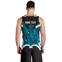 Kikorangi Aotearoa Atua Tumatauenga Personalised Men Tank Top Maori God Of War Tiki With Taiaha LT14 - Polynesian Pride
