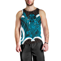 Kikorangi Aotearoa Atua Tumatauenga Personalised Men Tank Top Maori God Of War Tiki With Taiaha LT14 - Polynesian Pride