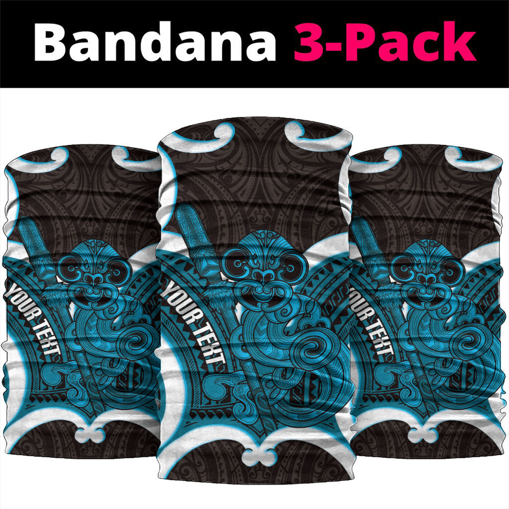 Kikorangi Aotearoa Atua Tumatauenga Personalised Neck Gaiter Maori God Of War Tiki With Taiaha LT14 package One Size: 25*50cm Blue - Polynesian Pride