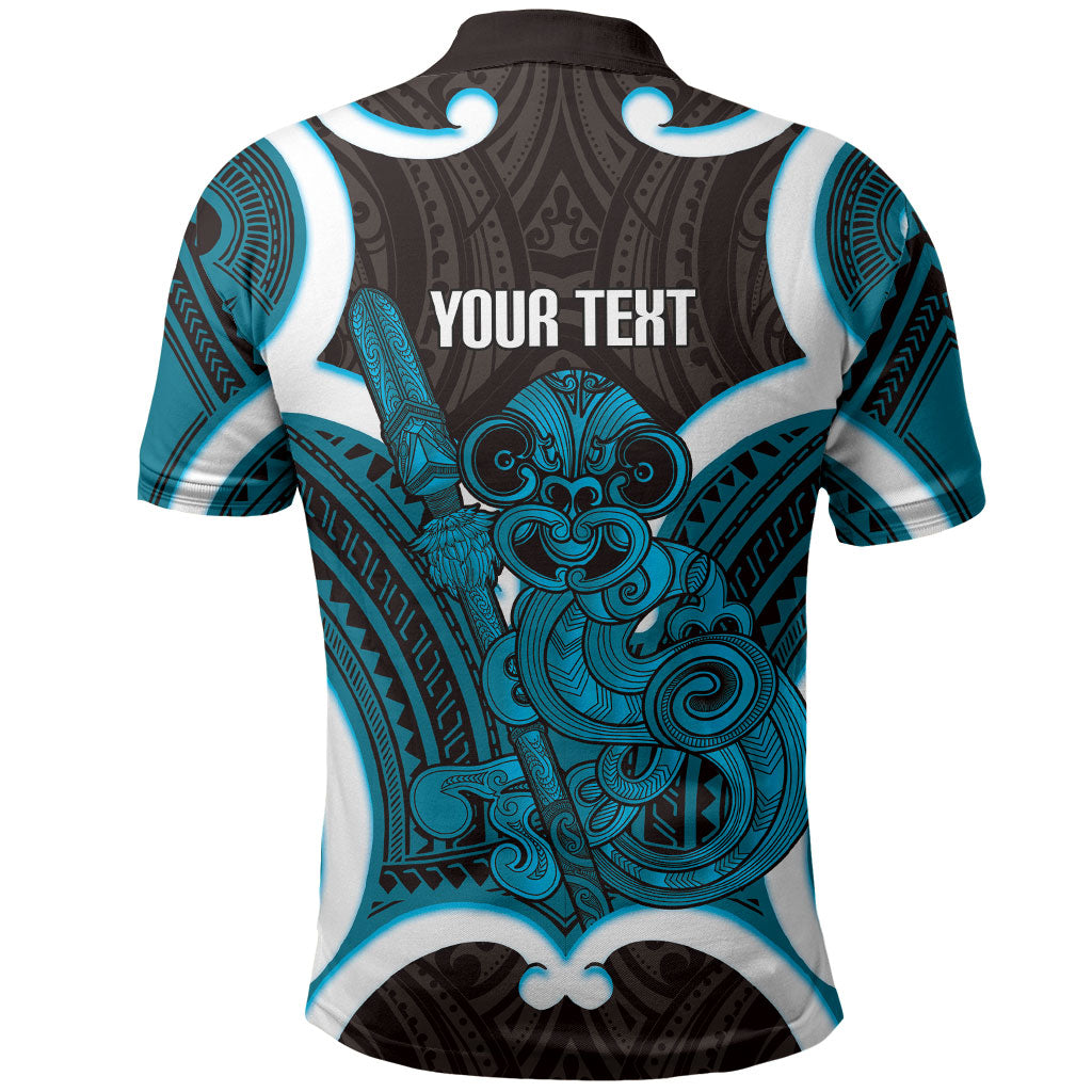 Kikorangi Aotearoa Atua Tumatauenga Personalised Polo Shirt Maori God Of War Tiki With Taiaha LT14 - Polynesian Pride