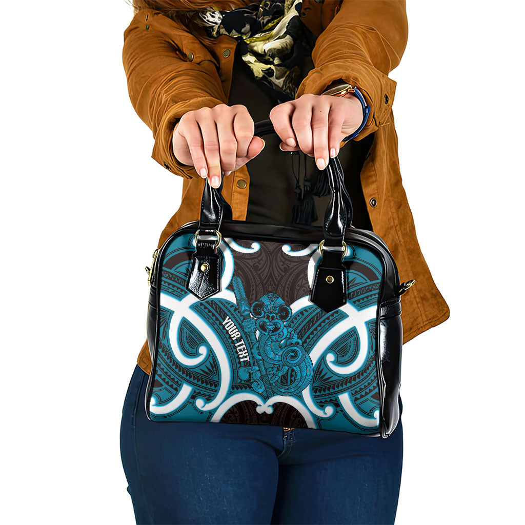 Kikorangi Aotearoa Atua Tumatauenga Personalised Shoulder Handbag Maori God Of War Tiki With Taiaha LT14 One Size Blue - Polynesian Pride