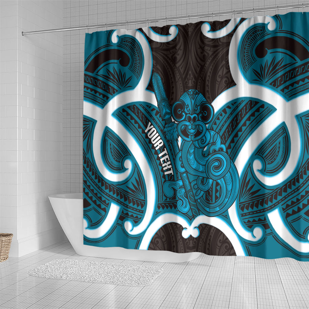 Kikorangi Aotearoa Atua Tumatauenga Personalised Shower Curtain Maori God Of War Tiki With Taiaha LT14 - Polynesian Pride