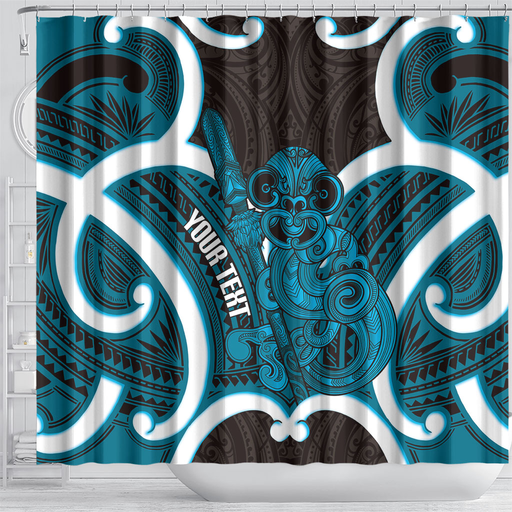 Kikorangi Aotearoa Atua Tumatauenga Personalised Shower Curtain Maori God Of War Tiki With Taiaha LT14 - Polynesian Pride