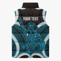 Kikorangi Aotearoa Atua Tumatauenga Personalised Sleeveless Puffer Jacket Maori God Of War Tiki With Taiaha LT14 - Polynesian Pride