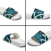 Kikorangi Aotearoa Atua Tumatauenga Personalised Slide Sandals Maori God Of War Tiki With Taiaha LT14 - Polynesian Pride