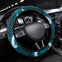 Kikorangi Aotearoa Atua Tumatauenga Steering Wheel Cover Maori God Of War Tiki With Taiaha LT14 Universal Fit Blue - Polynesian Pride