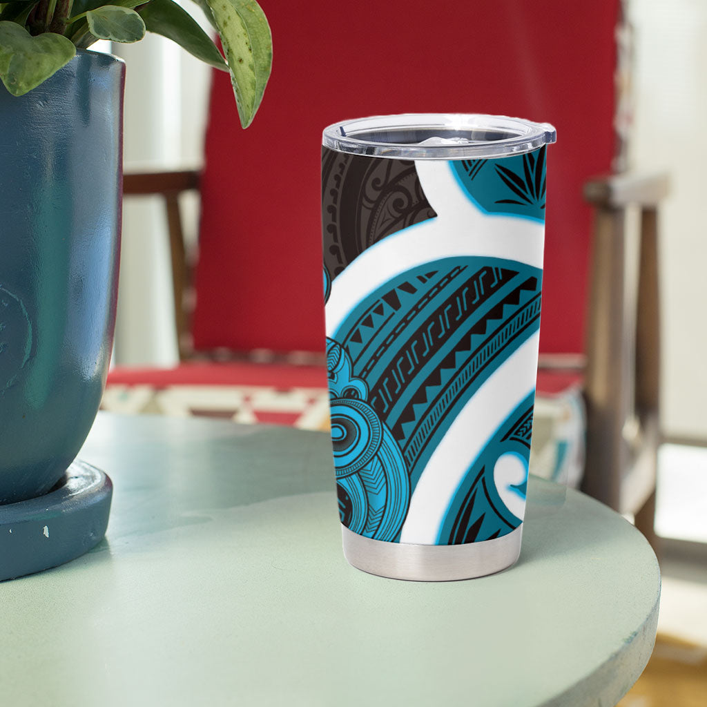 Kikorangi Aotearoa Atua Tumatauenga Tumbler Cup Maori God Of War Tiki With Taiaha LT14 - Polynesian Pride