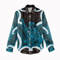 Kikorangi Aotearoa Atua Tumatauenga Personalised Women Casual Shirt Maori God Of War Tiki With Taiaha LT14 - Polynesian Pride