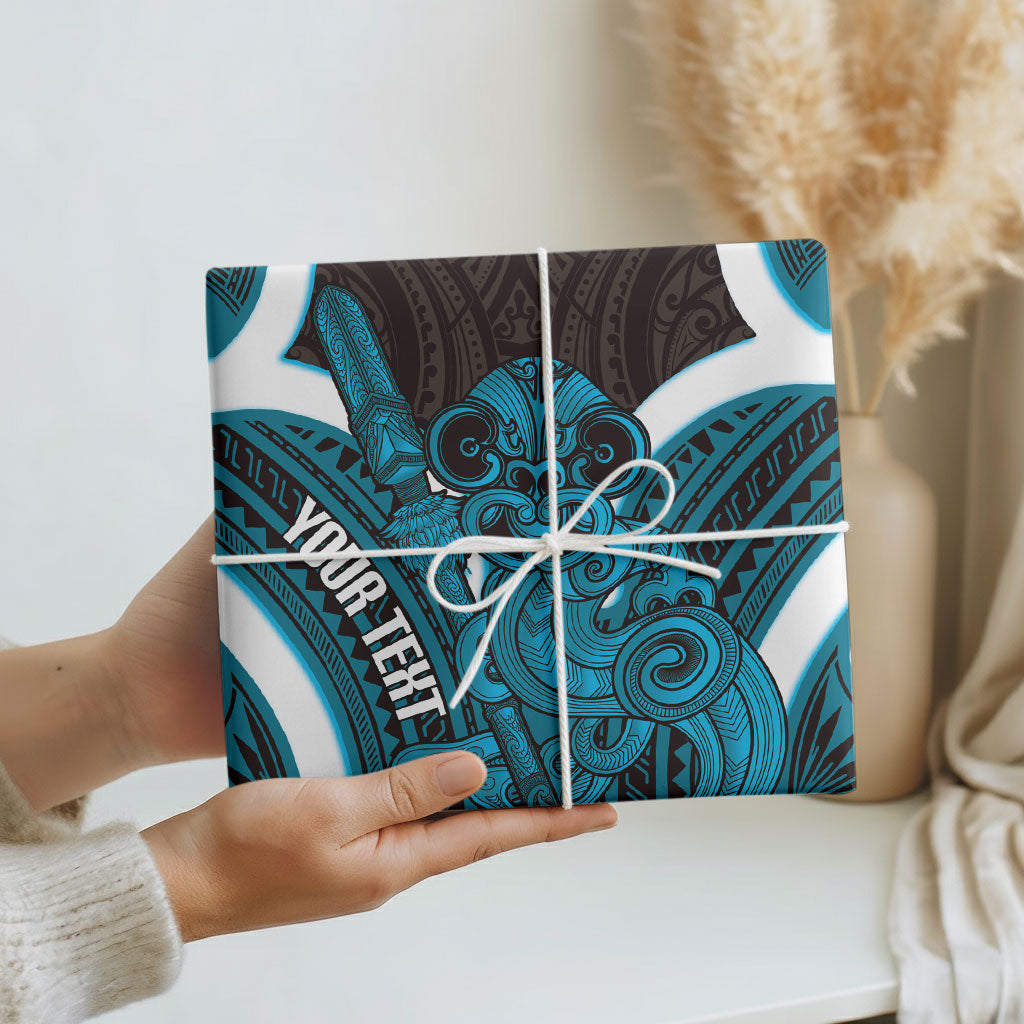 Kikorangi Aotearoa Atua Tumatauenga Personalised Wrapping Paper Maori God Of War Tiki With Taiaha LT14 - Polynesian Pride