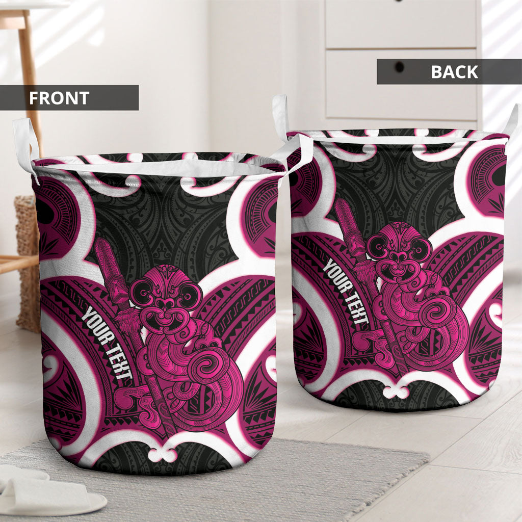 Mawhero Aotearoa Atua Tumatauenga Personalised Laundry Basket Maori God Of War Tiki With Taiaha LT14 - Polynesian Pride