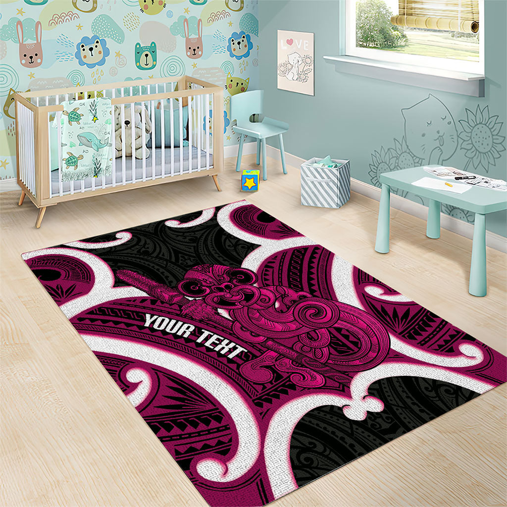 Mawhero Aotearoa Atua Tumatauenga Personalised Area Rug Maori God Of War Tiki With Taiaha LT14 - Polynesian Pride