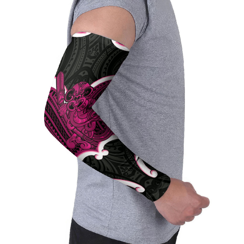 Mawhero Aotearoa Atua Tumatauenga Personalised Arm Sleeves Maori God Of War Tiki With Taiaha LT14 - Polynesian Pride