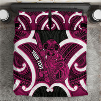 Mawhero Aotearoa Atua Tumatauenga Personalised Bedding Set Maori God Of War Tiki With Taiaha LT14 Pink - Polynesian Pride