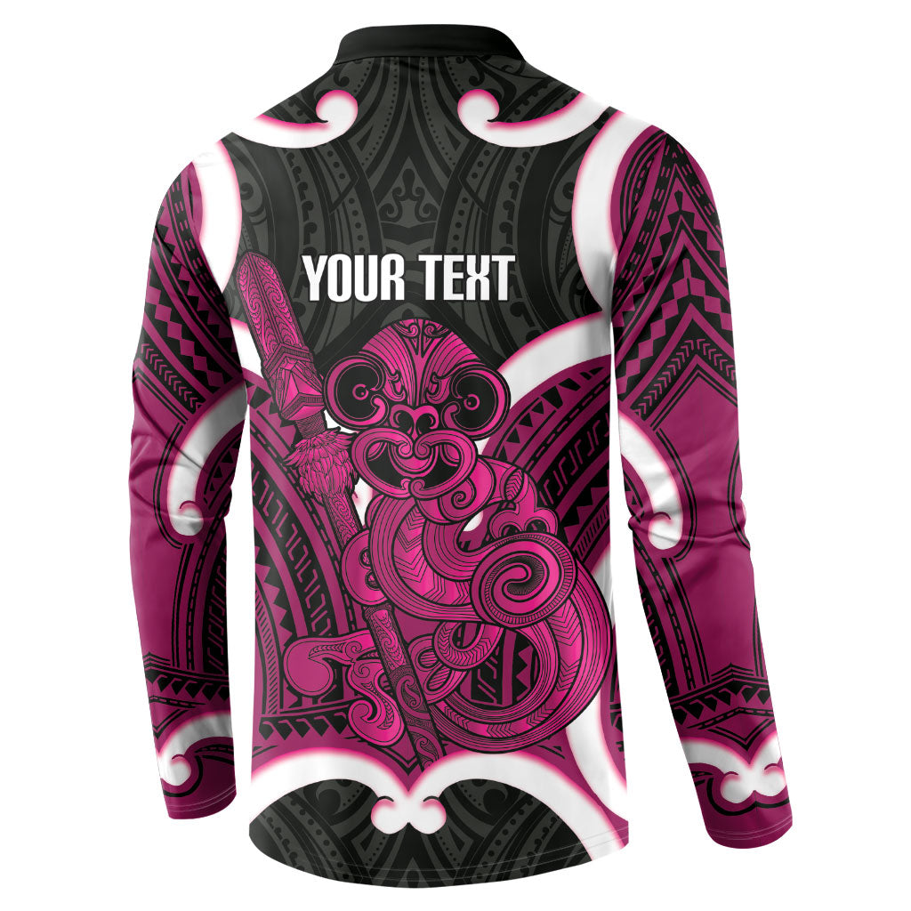 Mawhero Aotearoa Atua Tumatauenga Personalised Button Sweatshirt Maori God Of War Tiki With Taiaha LT14 - Polynesian Pride