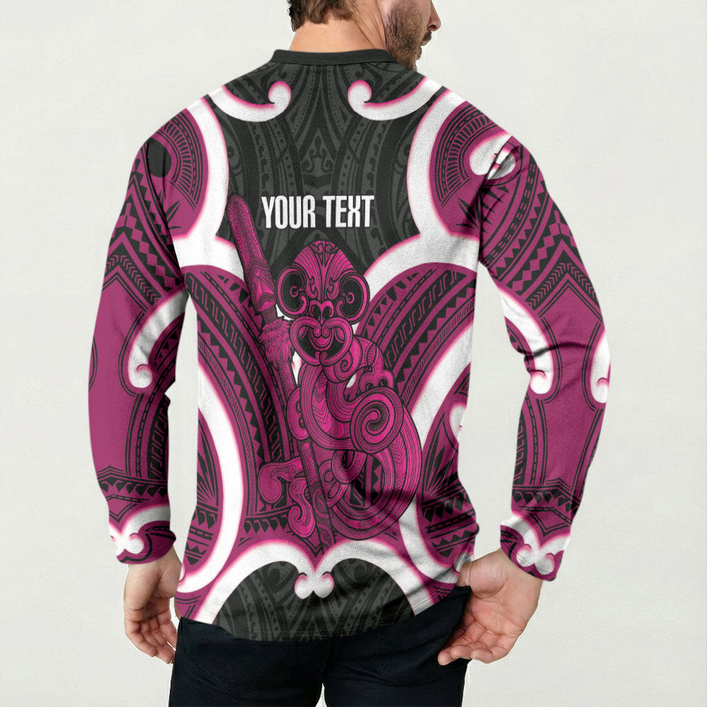 Mawhero Aotearoa Atua Tumatauenga Personalised Button Sweatshirt Maori God Of War Tiki With Taiaha LT14 - Polynesian Pride
