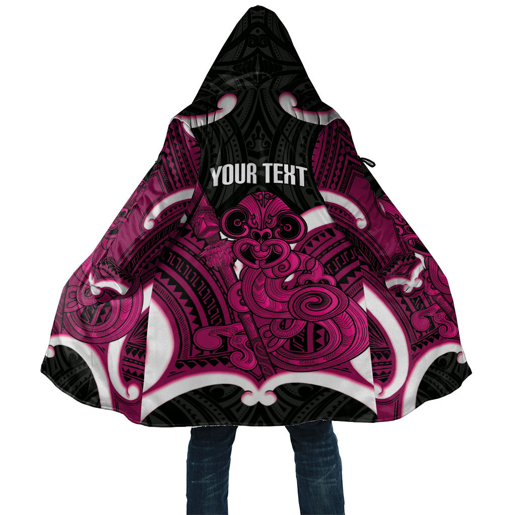 Mawhero Aotearoa Atua Tumatauenga Personalised Cloak Maori God Of War Tiki With Taiaha LT14 Unisex Pink - Polynesian Pride