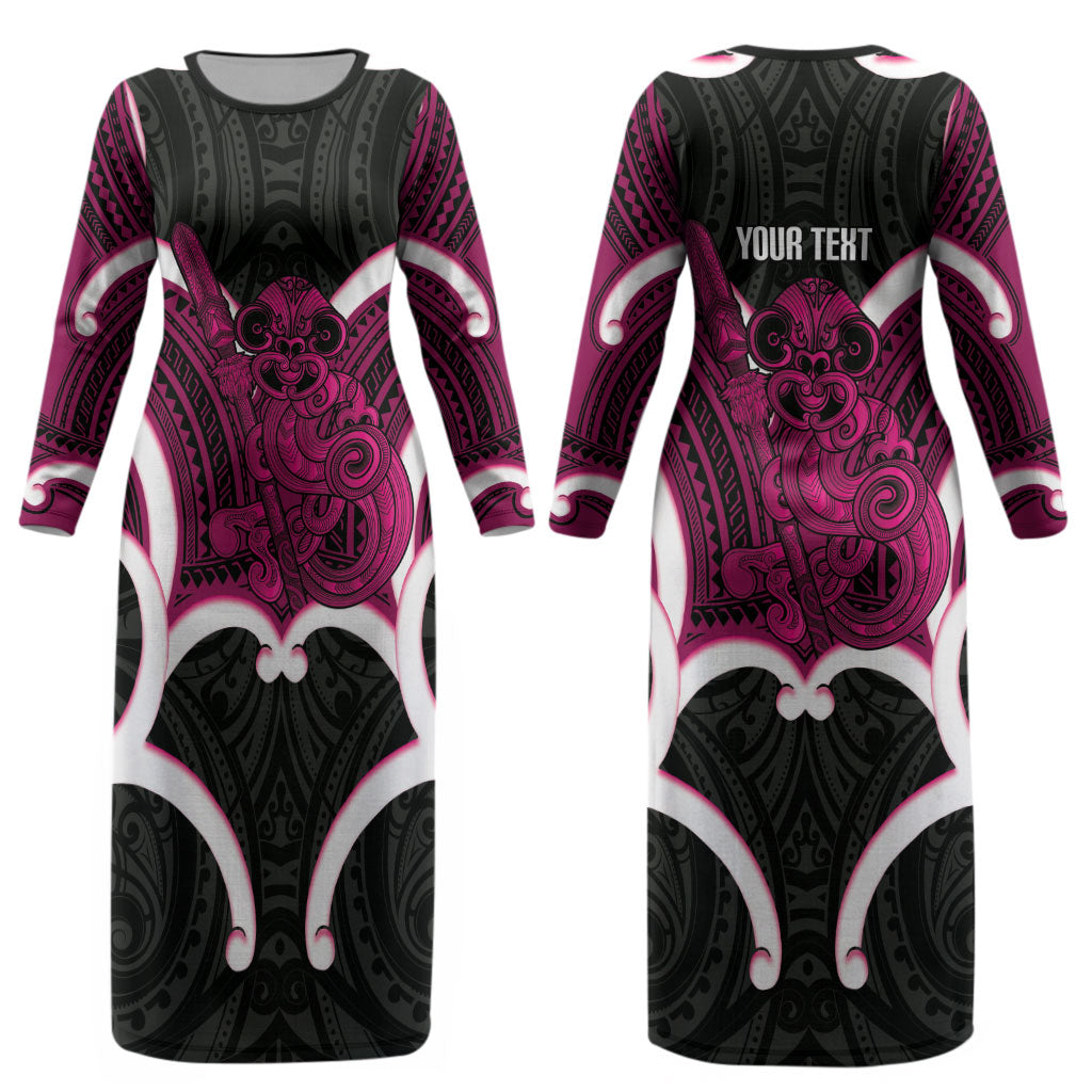 Mawhero Aotearoa Atua Tumatauenga Personalised Couples Matching Long Sleeve Bodycon Dress and Hawaiian Shirt Maori God Of War Tiki With Taiaha LT14 - Polynesian Pride