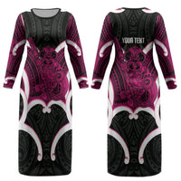 Mawhero Aotearoa Atua Tumatauenga Personalised Couples Matching Long Sleeve Bodycon Dress and Hawaiian Shirt Maori God Of War Tiki With Taiaha LT14 - Polynesian Pride